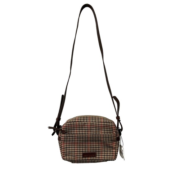NWT Baekgaard Colby Plaid Brown Red Cream Crossbody Purse Bag Leather Handbag - Picture 2 of 16